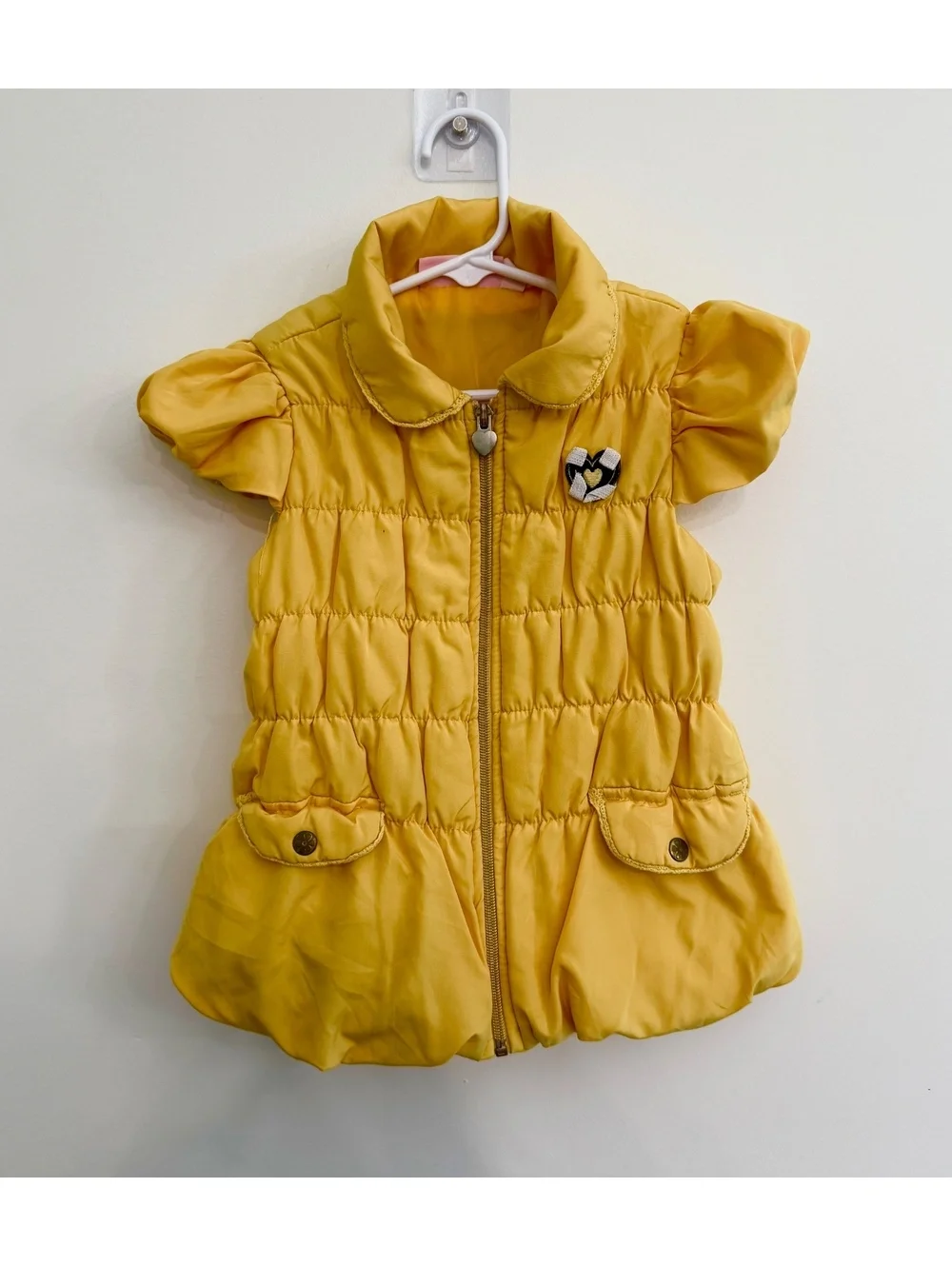 Kids Headquarters Girls Yellow Puff Sleeve Puffer Vest Size 5